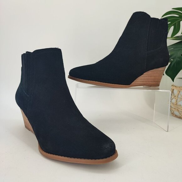 Franco Sarto Women's Wayra Black Leather Ankle Wedge Boots Size 10 - Picture 1 of 8
